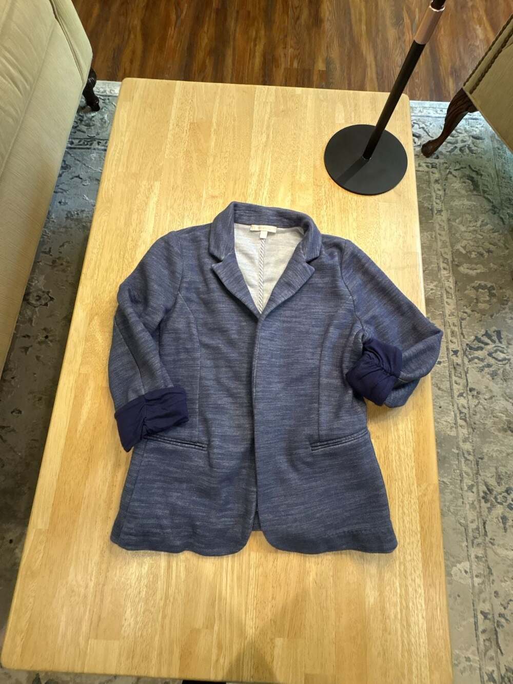 SKIES ARE BLUE Blue Knit Blazer Jacket Size S